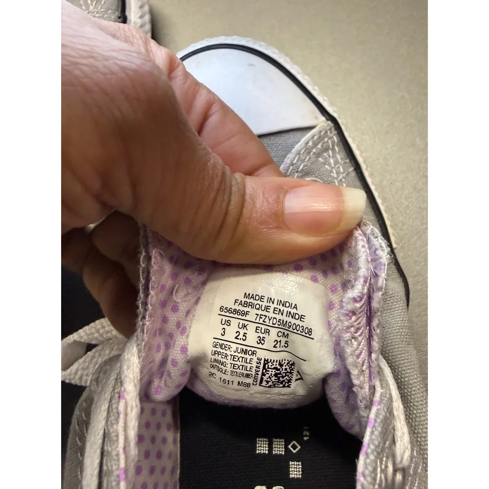 Converse Chuck Taylor All Star Low Top Grey Junior Shoes‎ 656869F Size 3